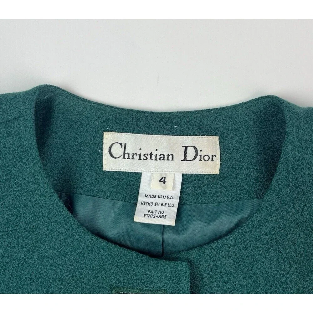 Christian Dior Vintage Wool Blazer Jacket Sz 4 Green Old Money Classic Heritage